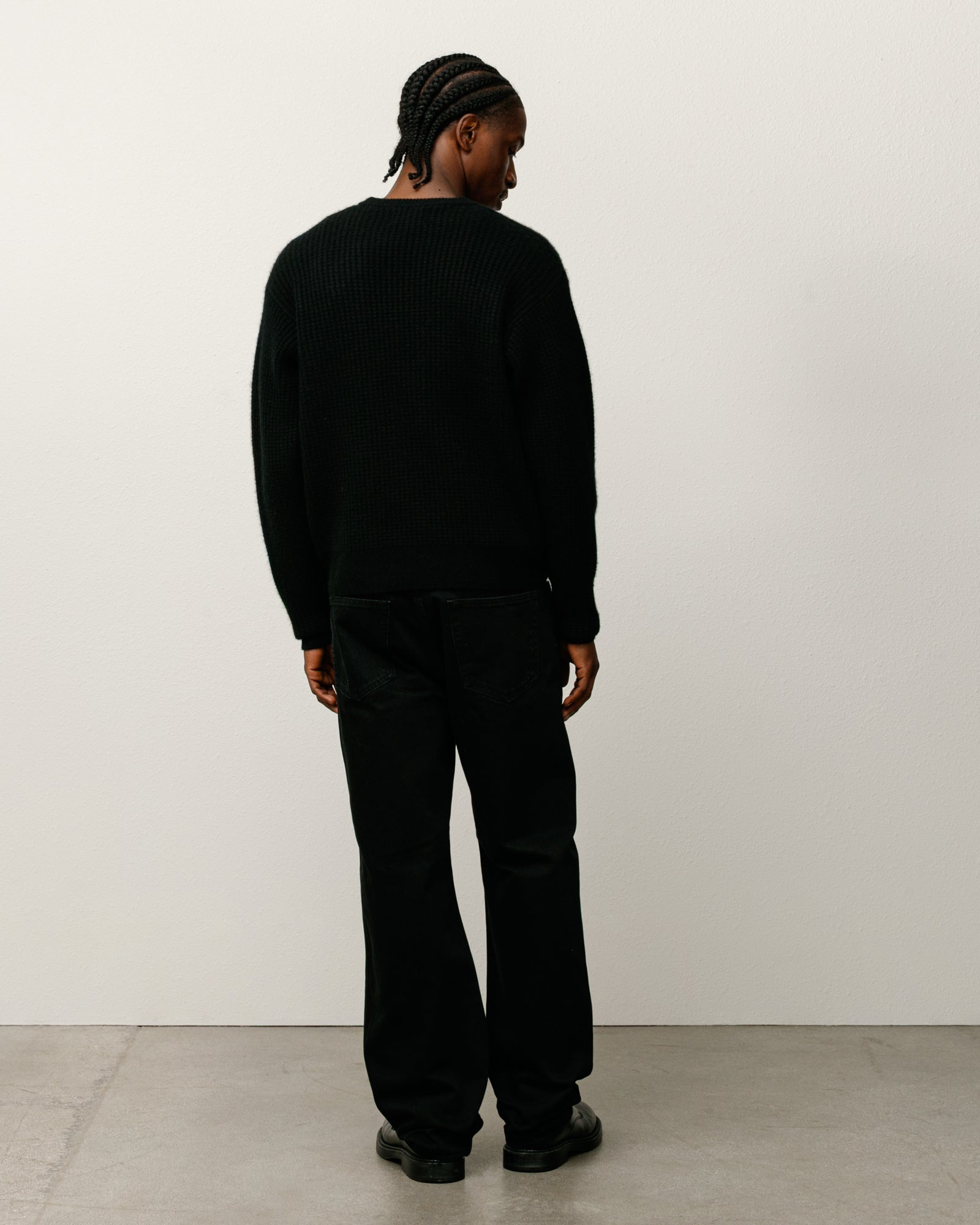 Waffle Cashmere Sweater - Black | Tops & Knits