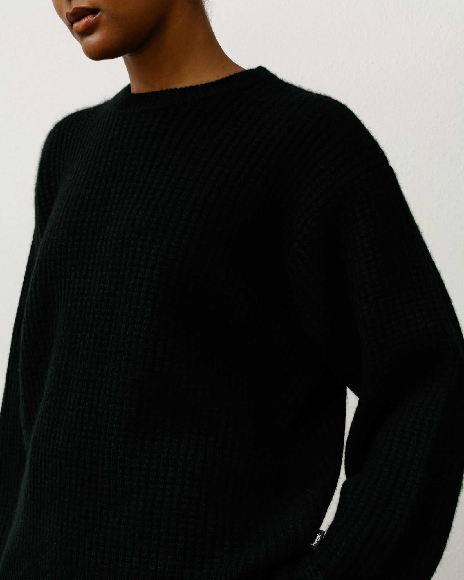 Waffle Cashmere Sweater – Black | Sweaters & Knits | Stüssy