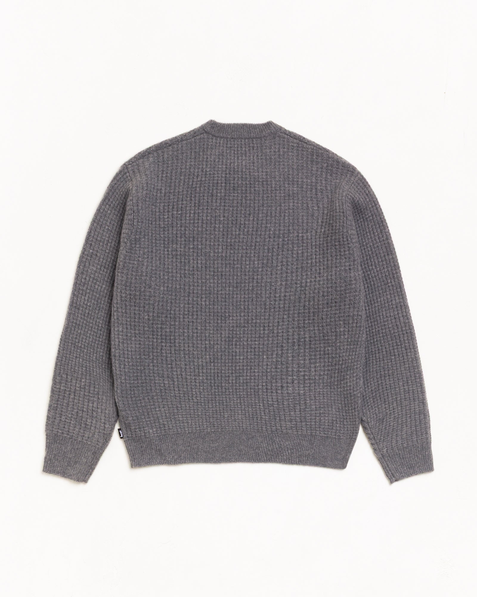 Waffle Cashmere Sweater Unisex Long Sleeve In Charcoal