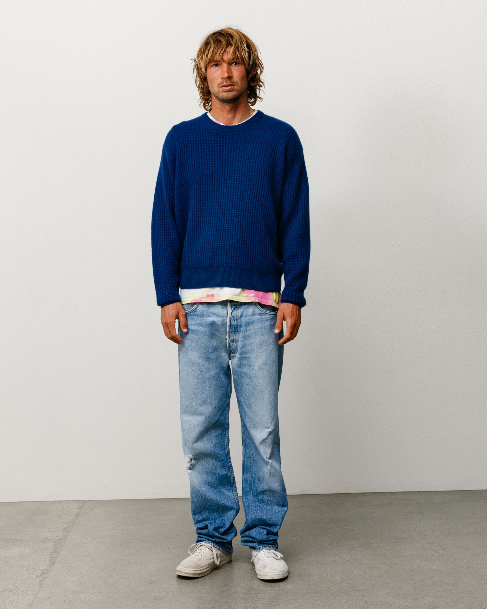 Waffle Cashmere Sweater – Navy | Tops & Knits | Stüssy