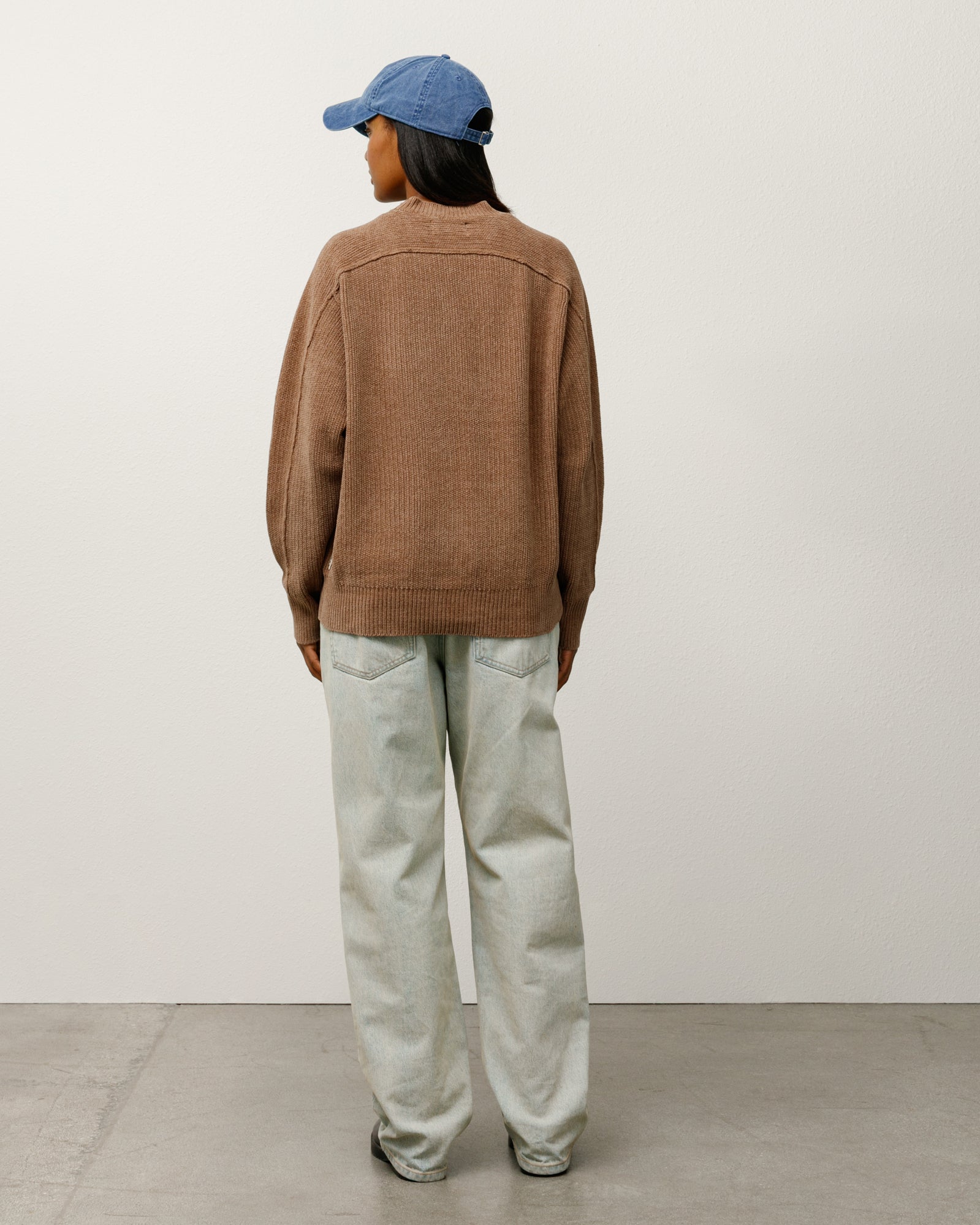 Exposed Seam Sweater Mens Long Sleeve In Brown