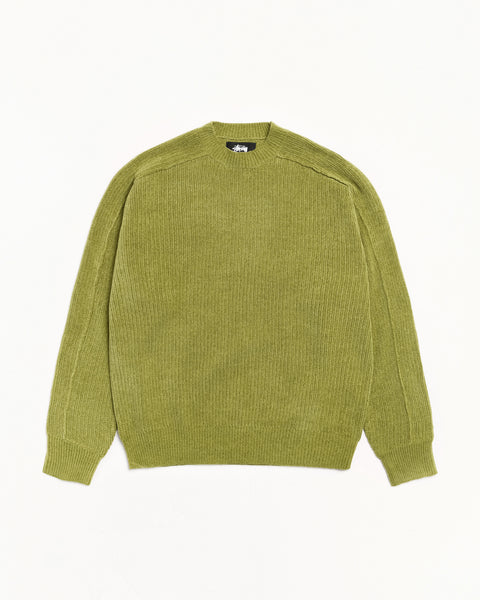 Exposed Seam Sweater Mens Long Sleeve In Green