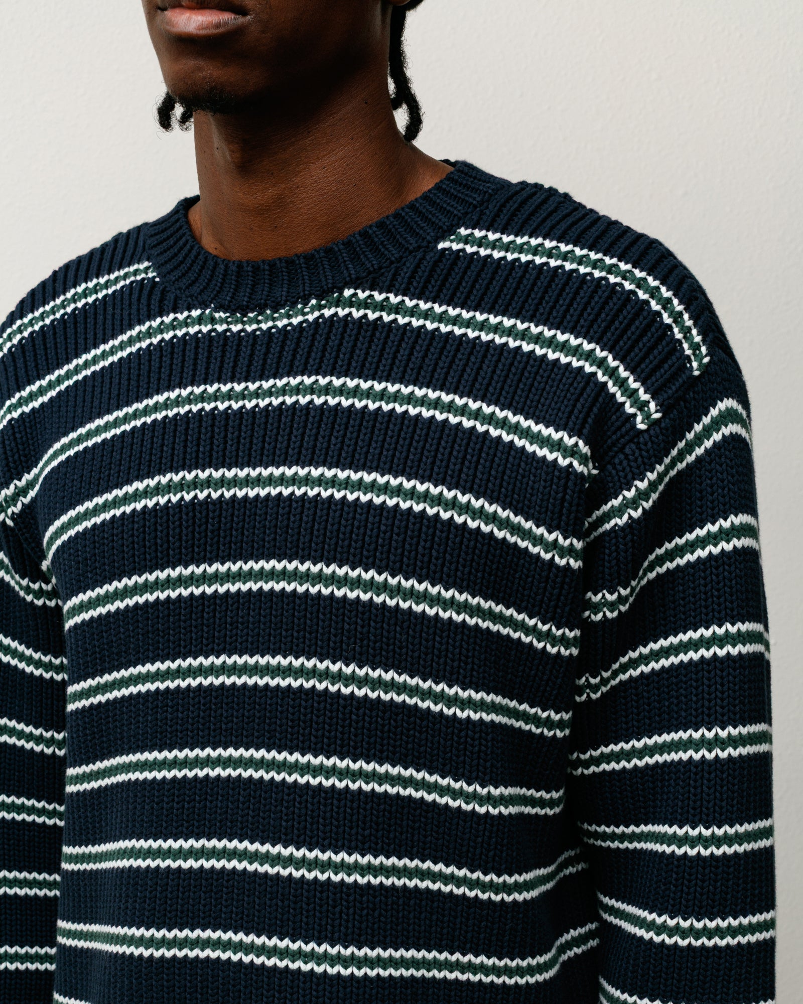 Chunky Cotton Stripe Sweater – Ocean | Tops & Knits | Stüssy