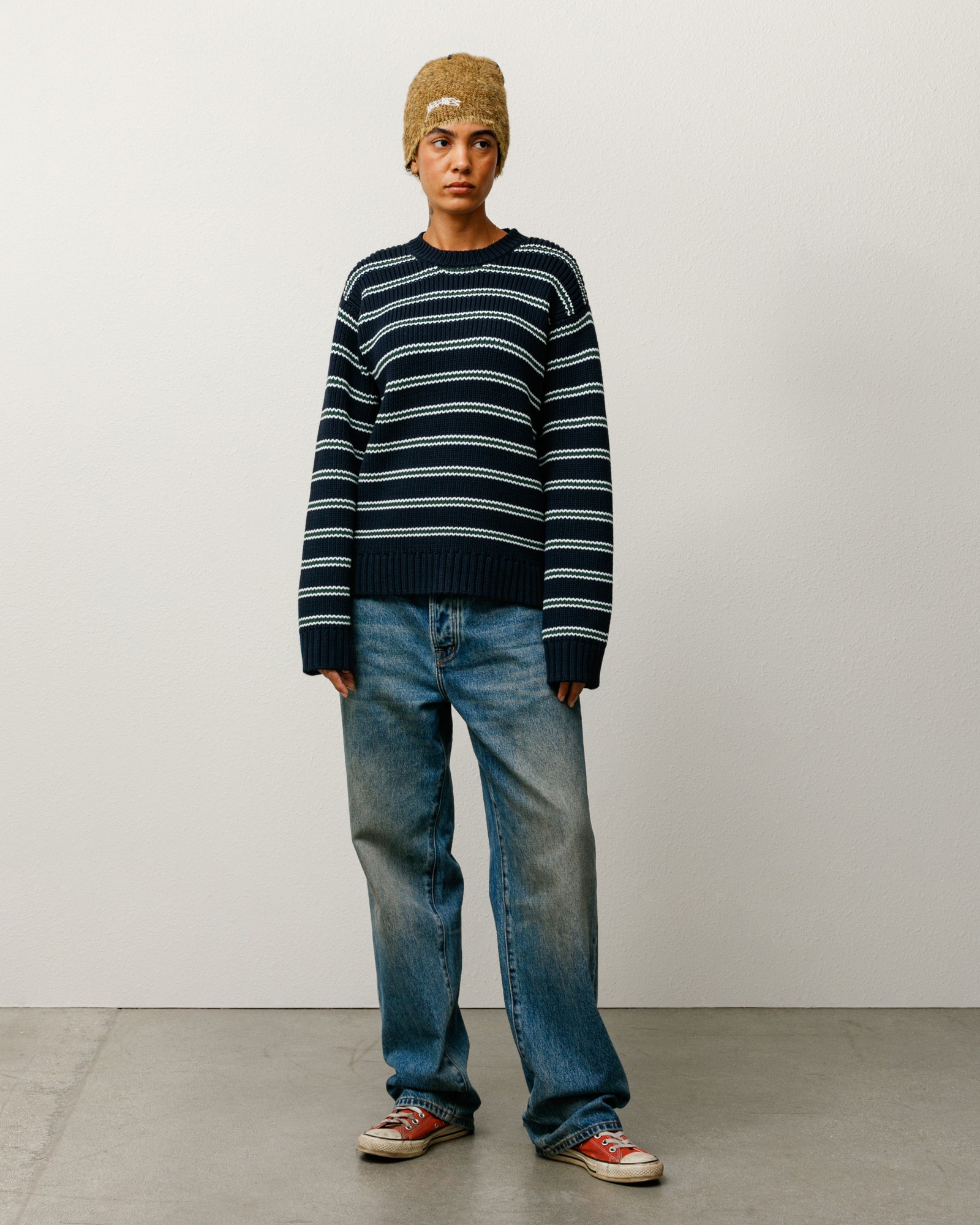 Chunky Cotton Stripe Sweater – Ocean | Tops & Knits | Stüssy