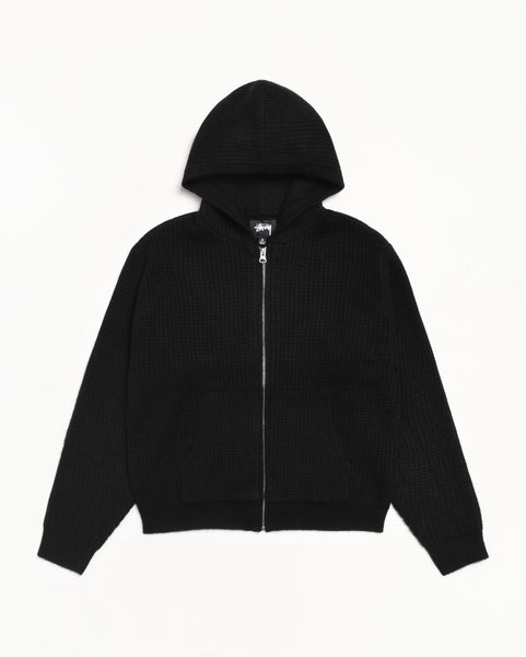トップス STUSSY CHUNKY KNIT ZIP HOODIE BLACK M ☆関税込☆STUSSY☆CHUNKY KNIT ZIP HOODIE☆BLACK☆ (STUSSY