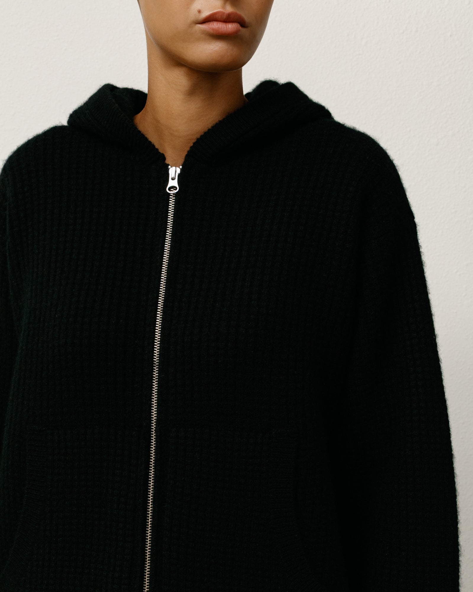 Waffle Cashmere Zip Hood Sweater – Black | Sweaters & Knits | Stüssy