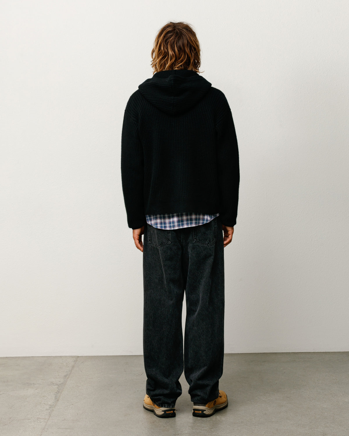 Waffle Cashmere Zip Hood Sweater – Black | Tops & Knits | Stüssy