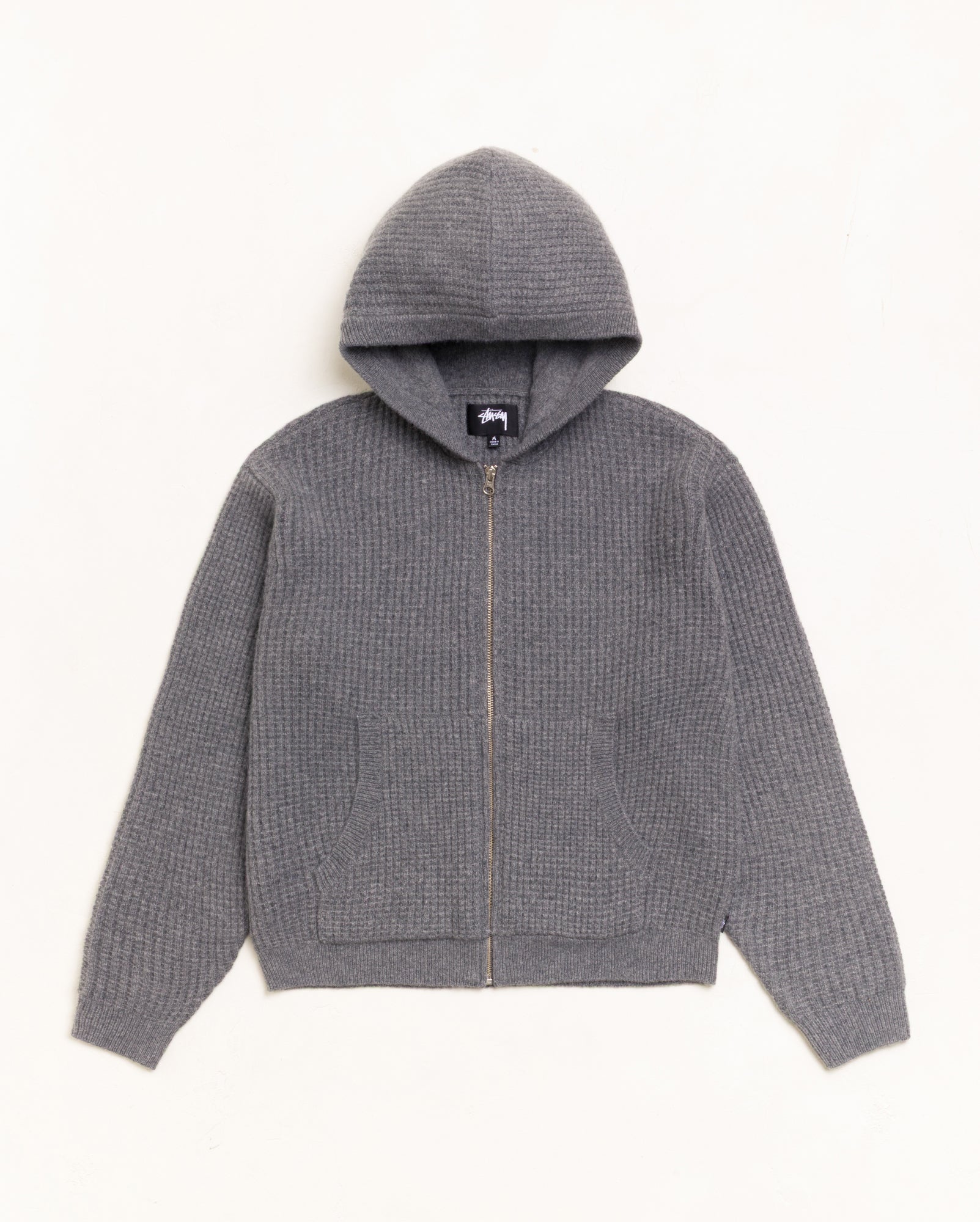 Waffle Cashmere Zip Hood Unisex Long Sleeve In Charcoal | hero:main:collection:new-arrivals,shirts,tops-shirts,all,tees,outerwear,denim,knits,accessories,sunglasses,hoodies,sweats,mens-hoodies-sweatshirts,shorts,pants,bottoms,crew-sweats,zip-ups,swim,sweatpants,graphics,lazy-tees,swim,basic-9twenty,button-ups,shorts,cargos,denim-jeans,bottoms,bags,belts,wearables,gear,footwear,button-ups,basic-tops,jerseys,big-ol,classics,slim,jackets,all, | product-card-slider