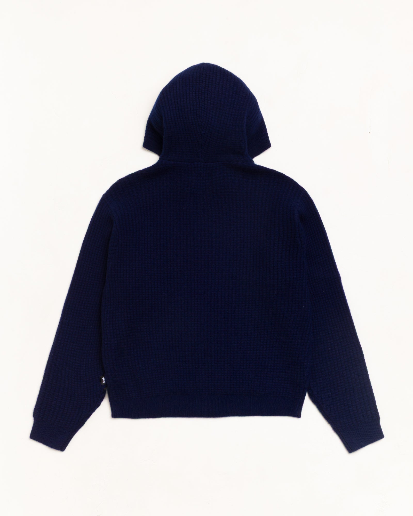 Waffle Cashmere Zip Hood Unisex Long Sleeve In Deep Navy