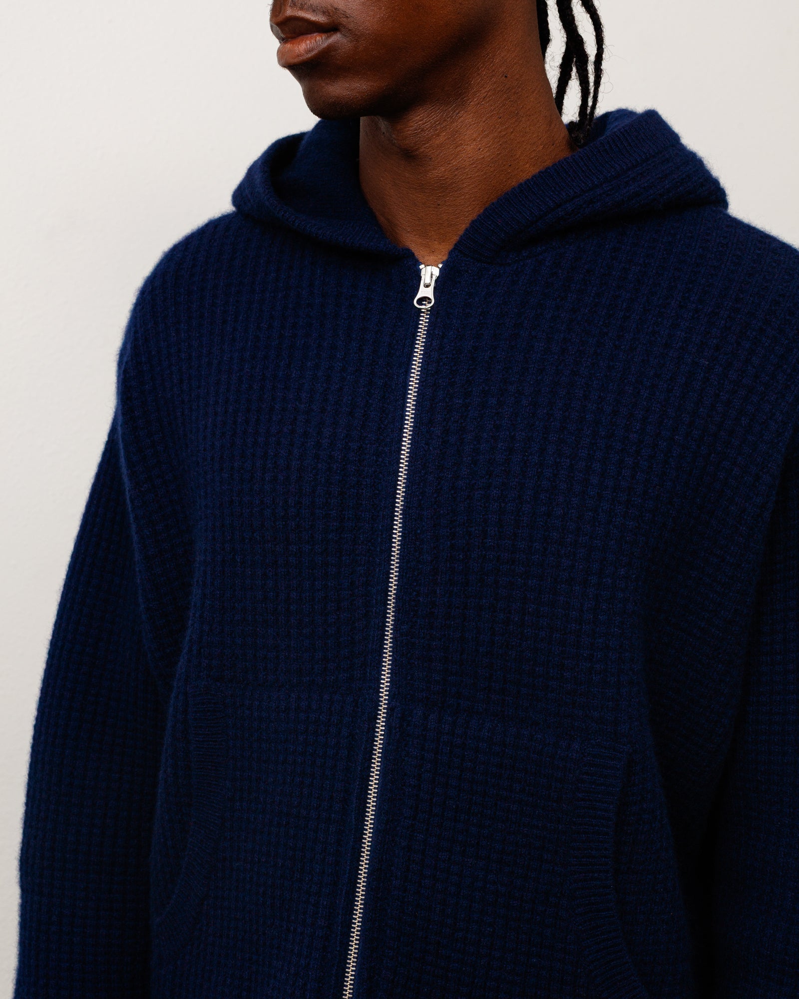 Waffle Cashmere Zip Hood Sweater - Deep Navy | Tops & Knits | Stüssy