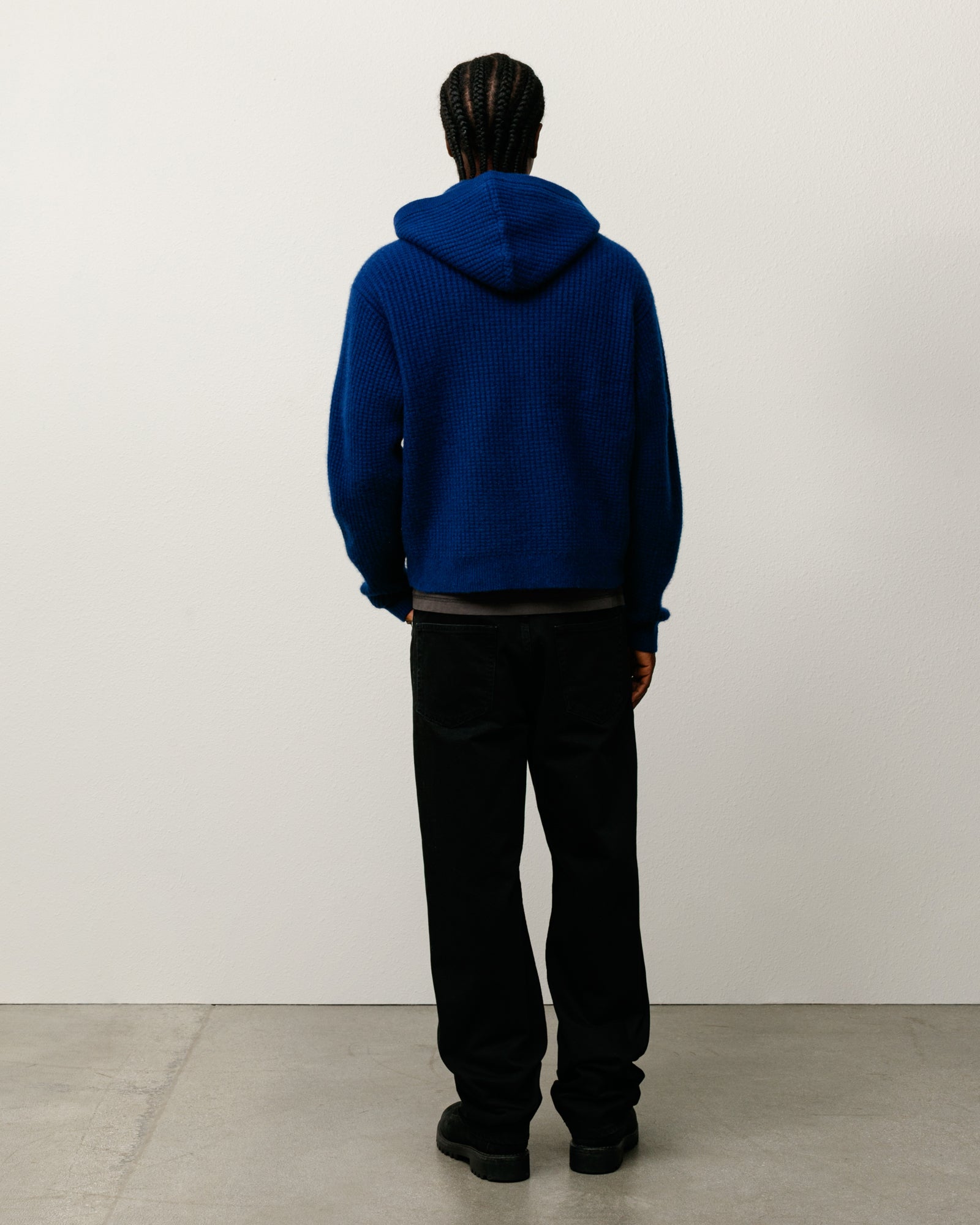 Waffle Cashmere Zip Hood Sweater – Navy | Sweaters & Knits | Stüssy