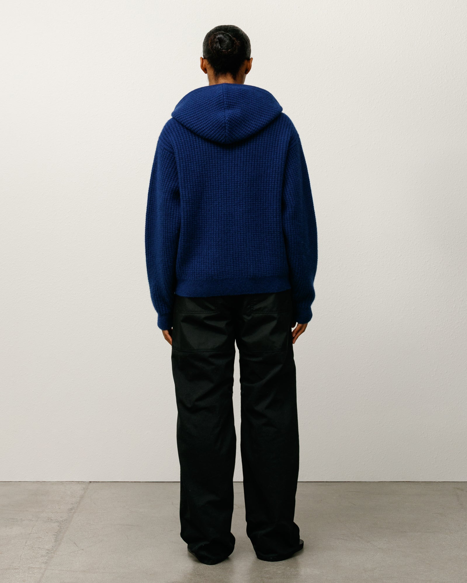 Waffle Cashmere Zip Hood Sweater – Navy | Sweaters & Knits | Stüssy