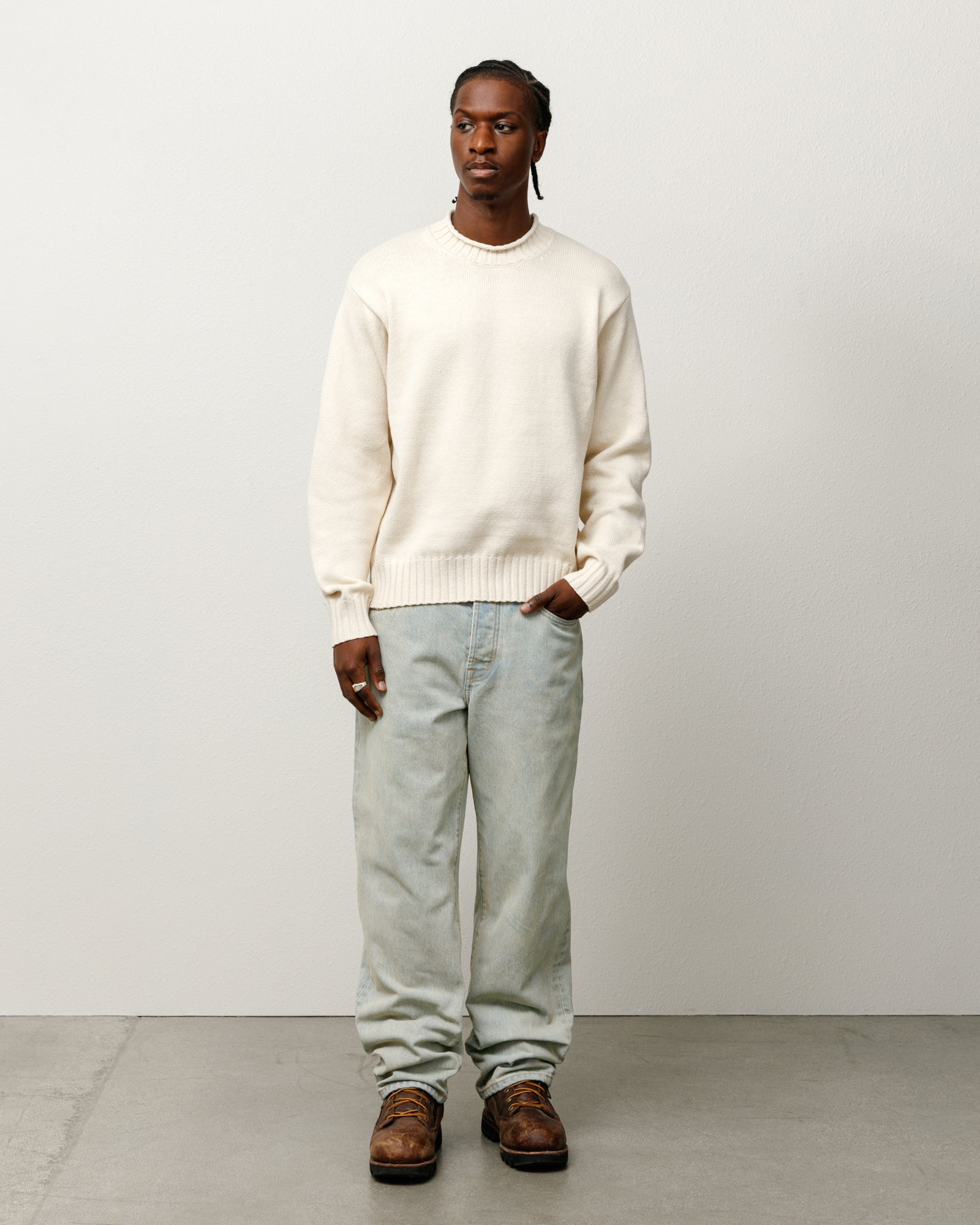 トップス Stussy Surfman Icon Sweater size M Stussy Surfman Icon Sweater FA24 Dusty Blue Brown Ivory