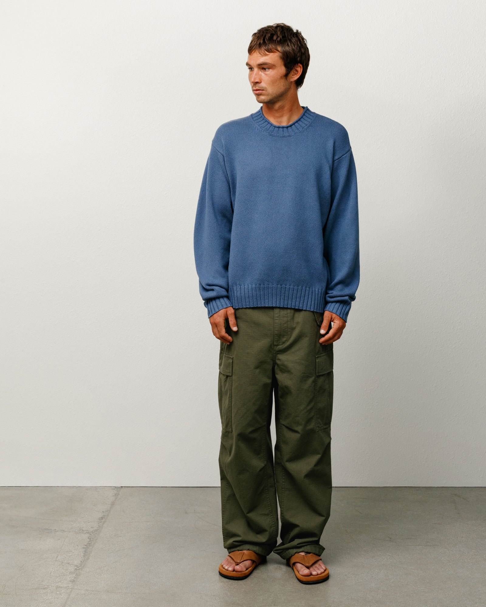 Surfman Merino Cotton Sweater – Washed Blue | Sweaters