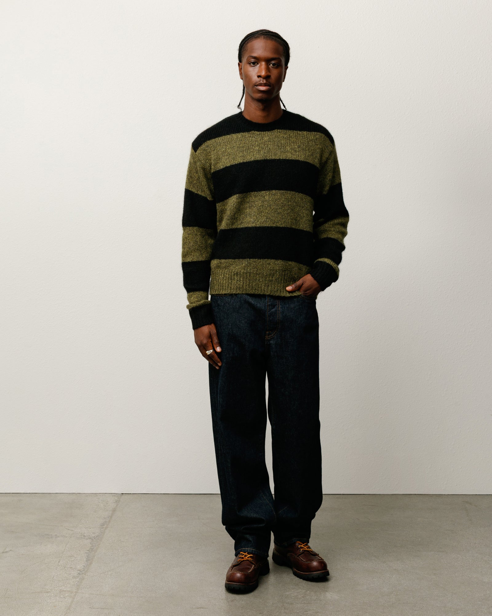 Mohair Stripe Sweater – Dark Olive | Sweaters & Knits | Stüssy