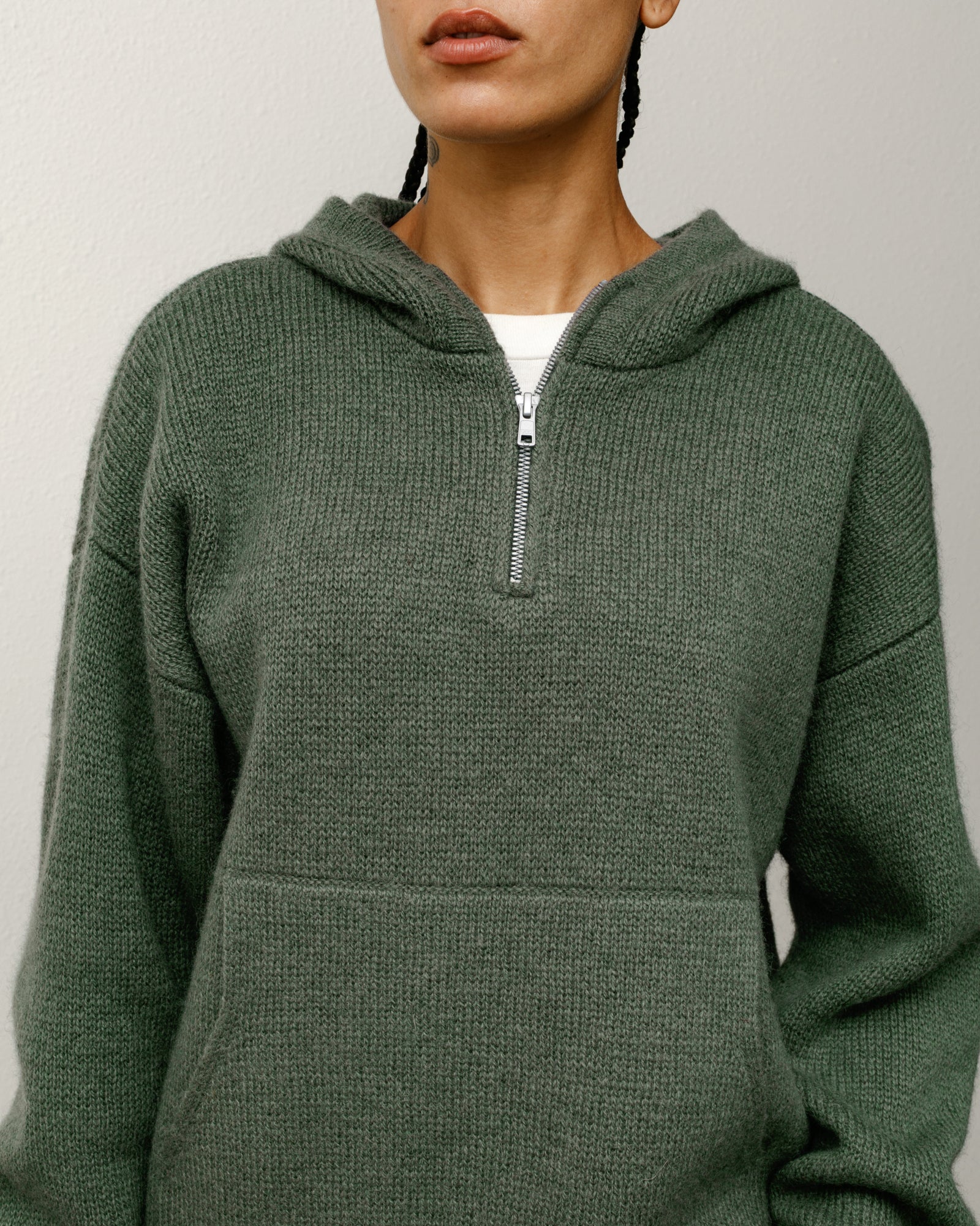 Quarter Zip Knit Hoodie – Green | Tops & Knits | Stüssy