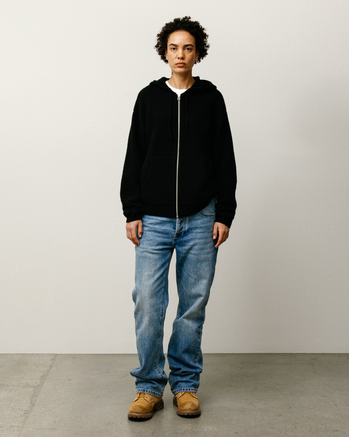 Textured Zip Hooded Sweater – Black | Tops & Knits | Stüssy