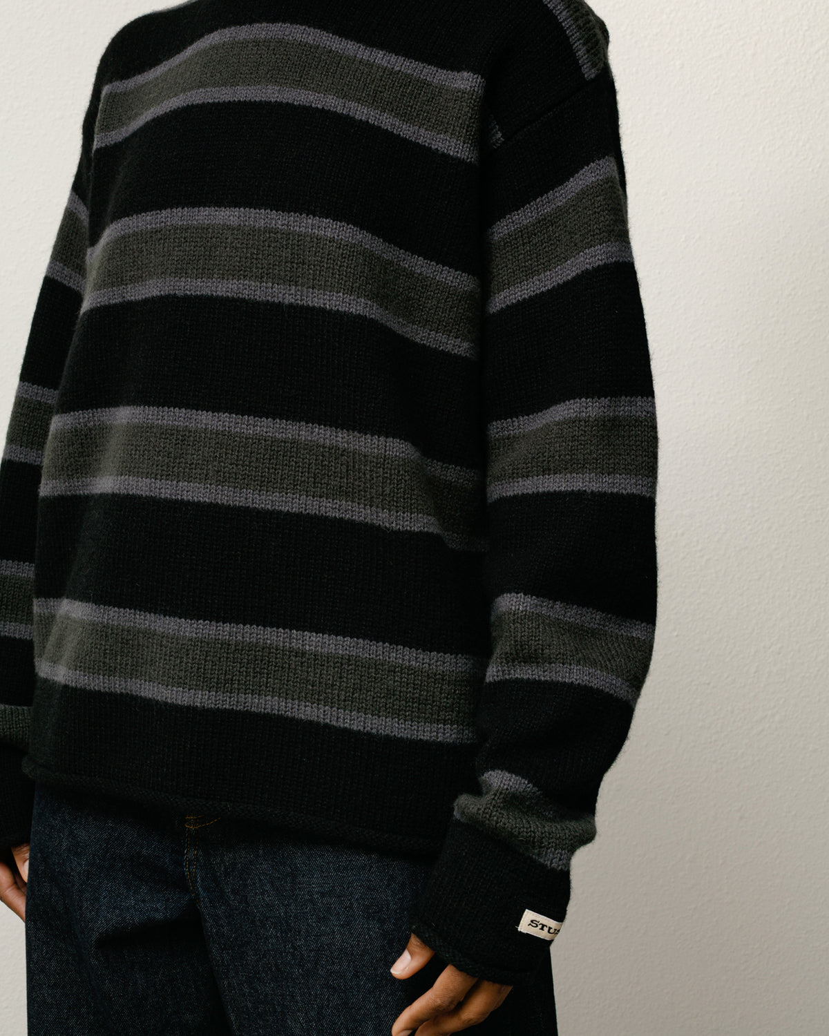 Striped Wool Sweater – Black | Tops & Knits | Stüssy