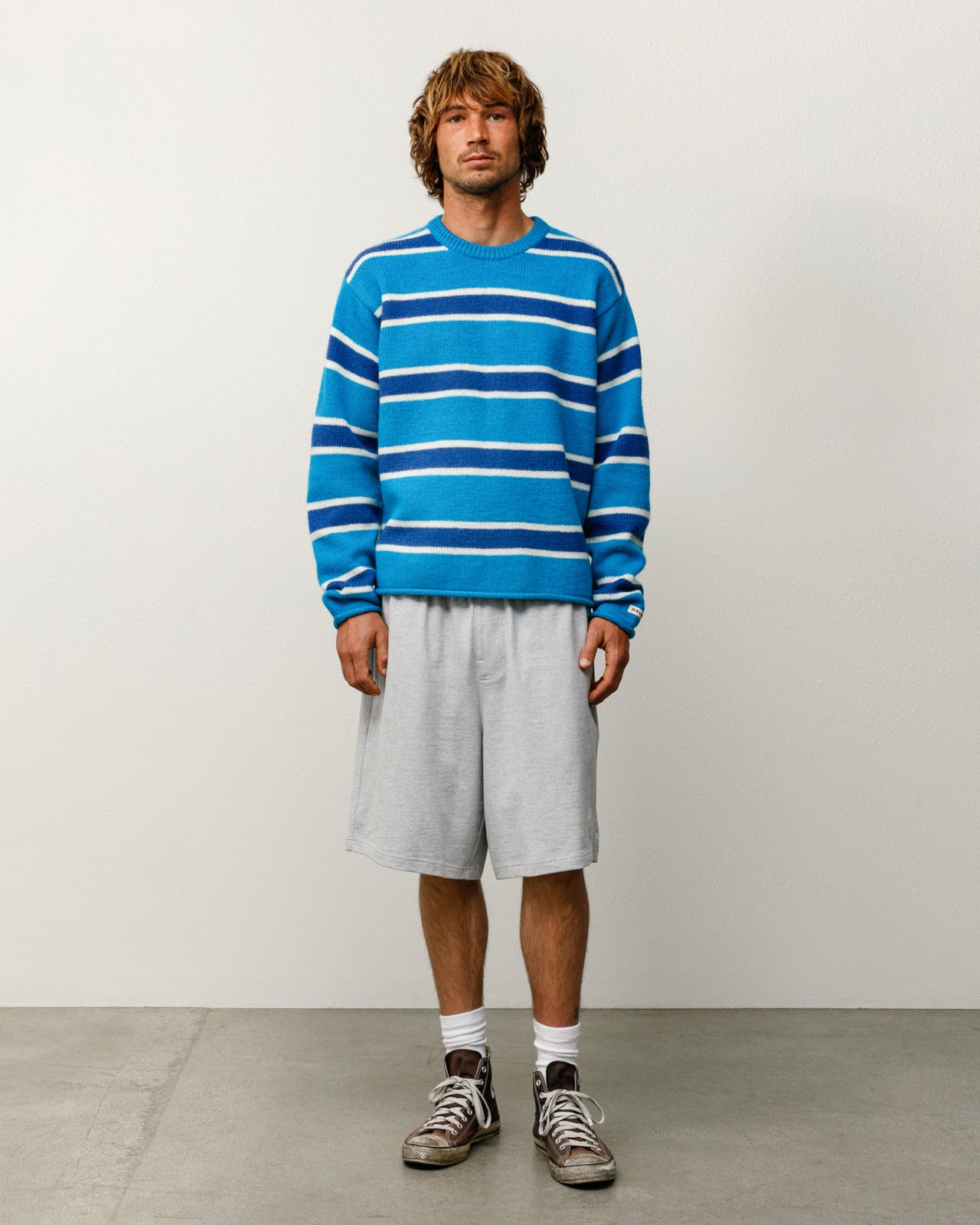 Striped Wool Sweater Mens Long Sleeve In Blue