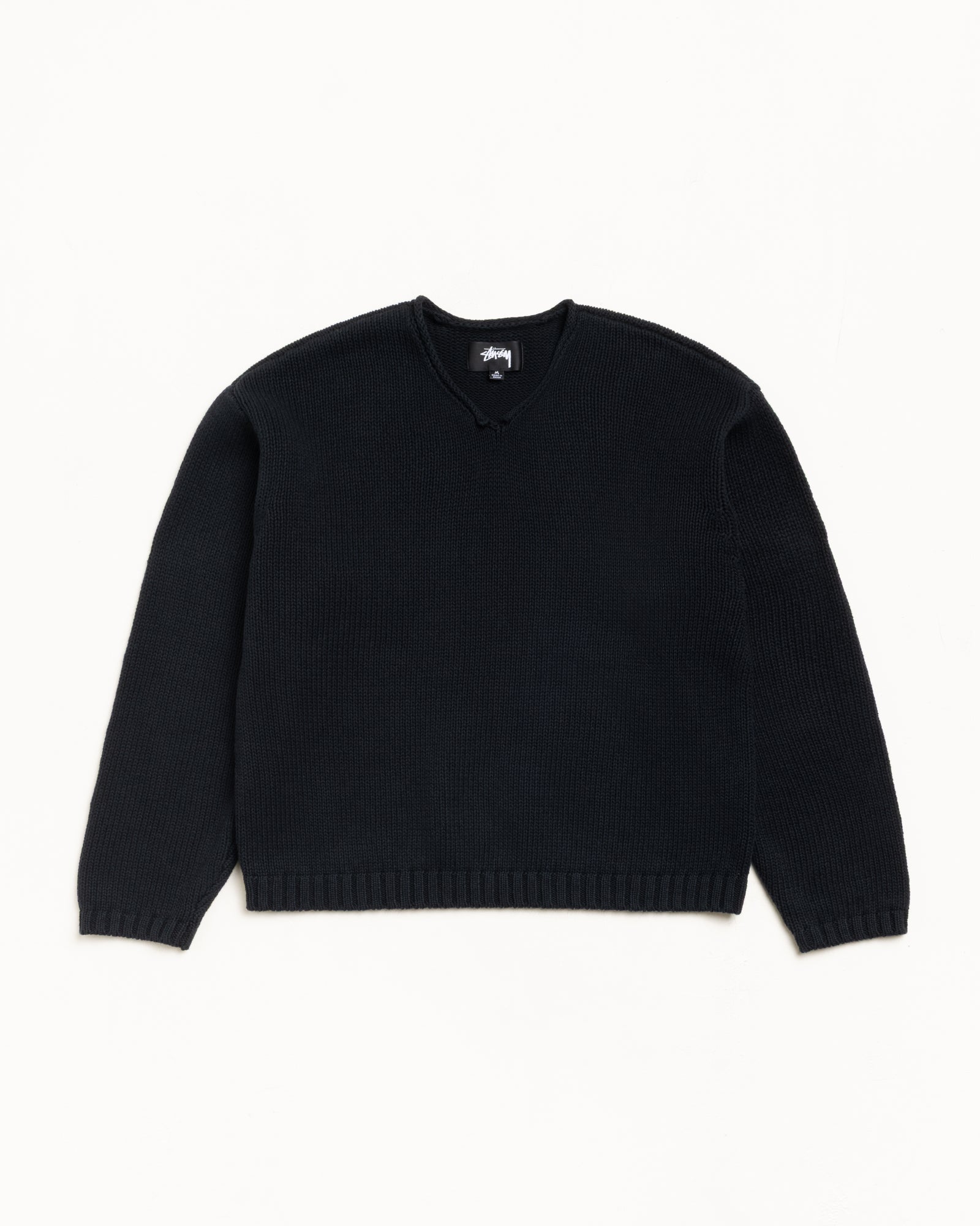 Roll V Neck Sweater – Black | Tops & Knits | Stüssy