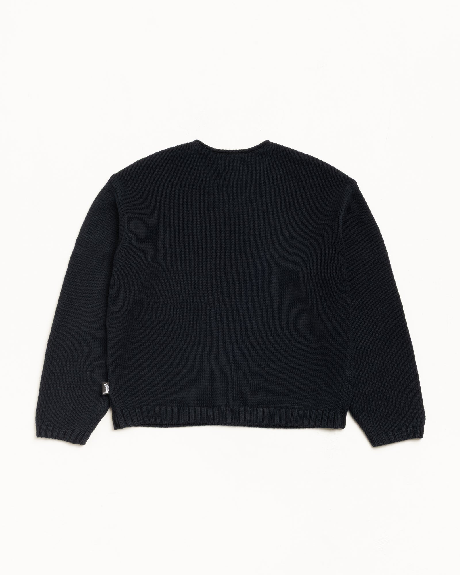 Roll V Neck Sweater Mens Long Sleeve In Black