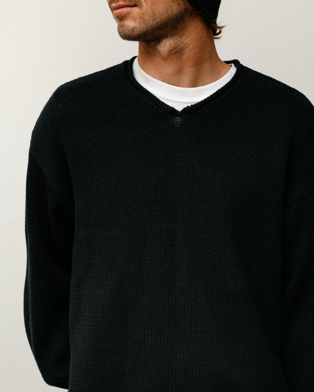 Roll V Neck Sweater – Black | Tops & Knits | Stüssy