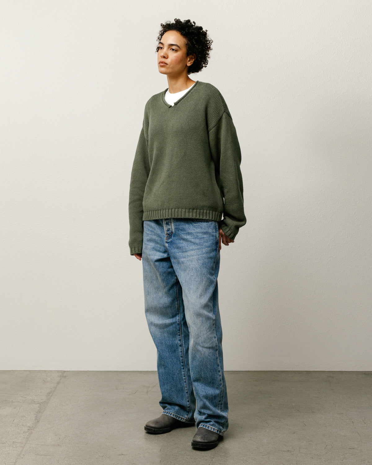 Roll V Neck Sweater – Olive | Tops & Knits | Stüssy