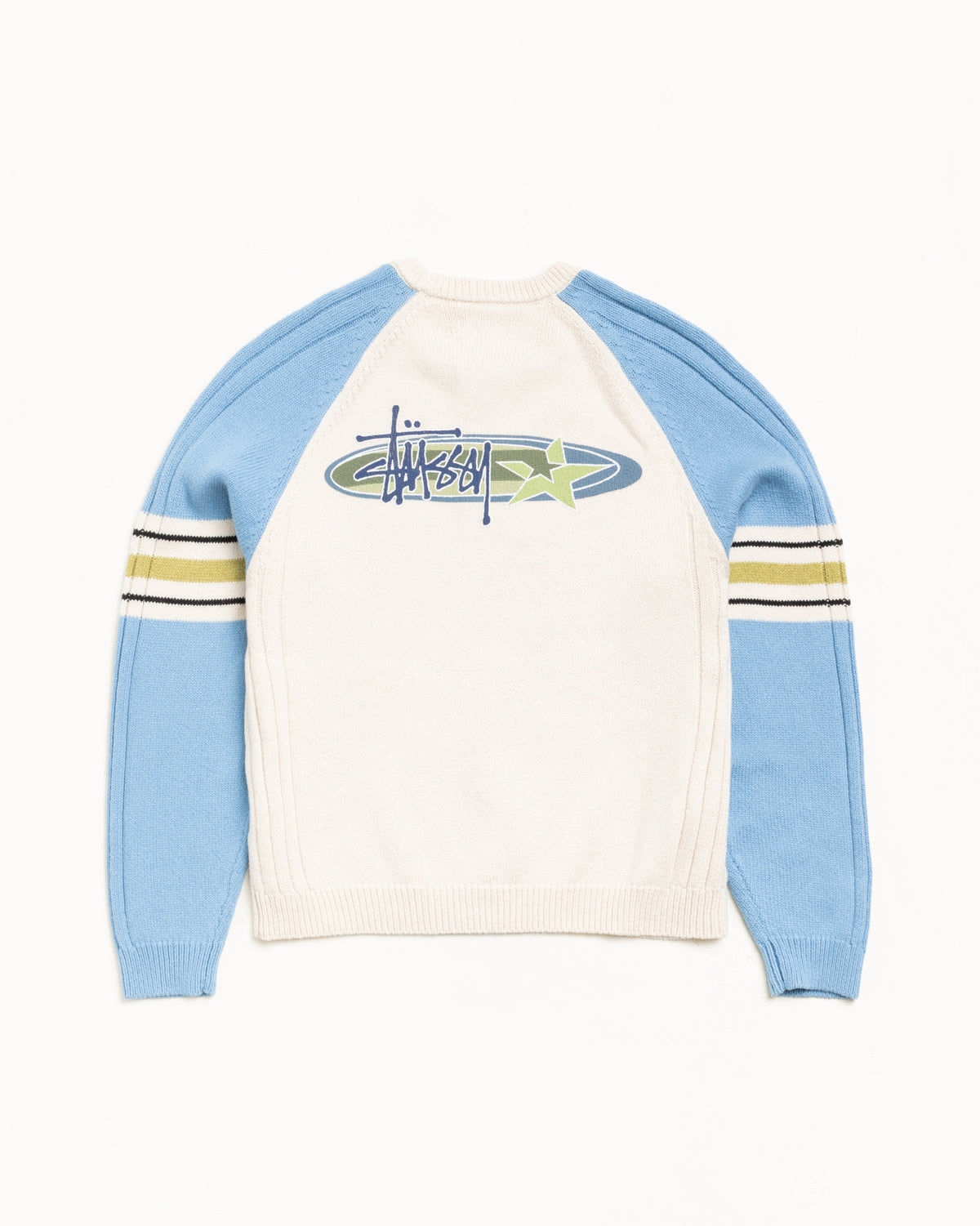 Stripe Raglan Crew – Blue | Tops & Knits | Stüssy