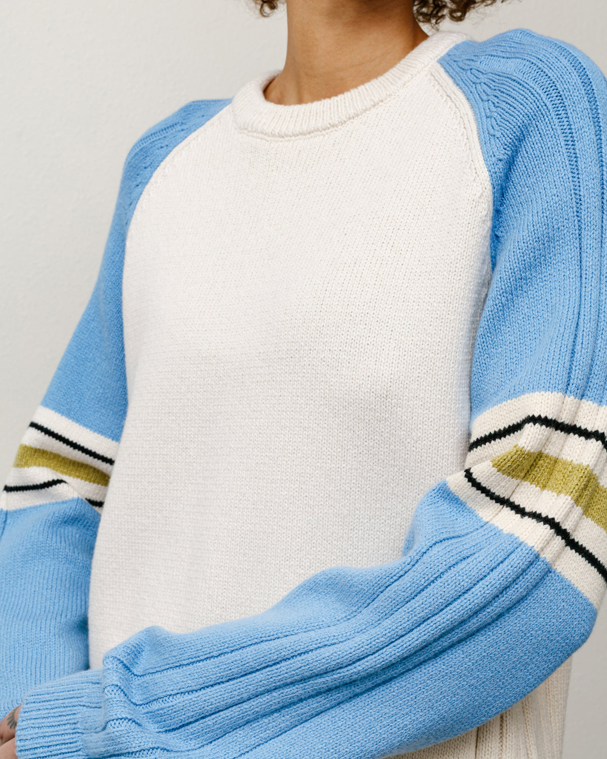 Stripe Raglan Crew – Blue | Tops & Knits | Stüssy