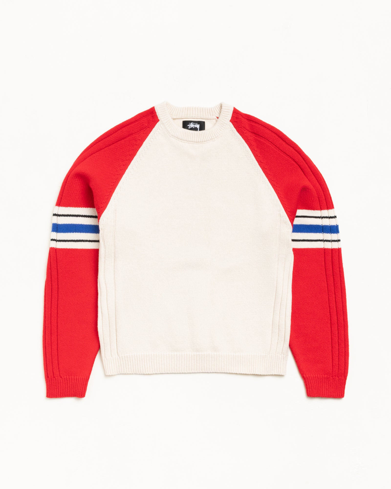 Stripe Raglan Crew – Red | Tops & Knits | Stüssy