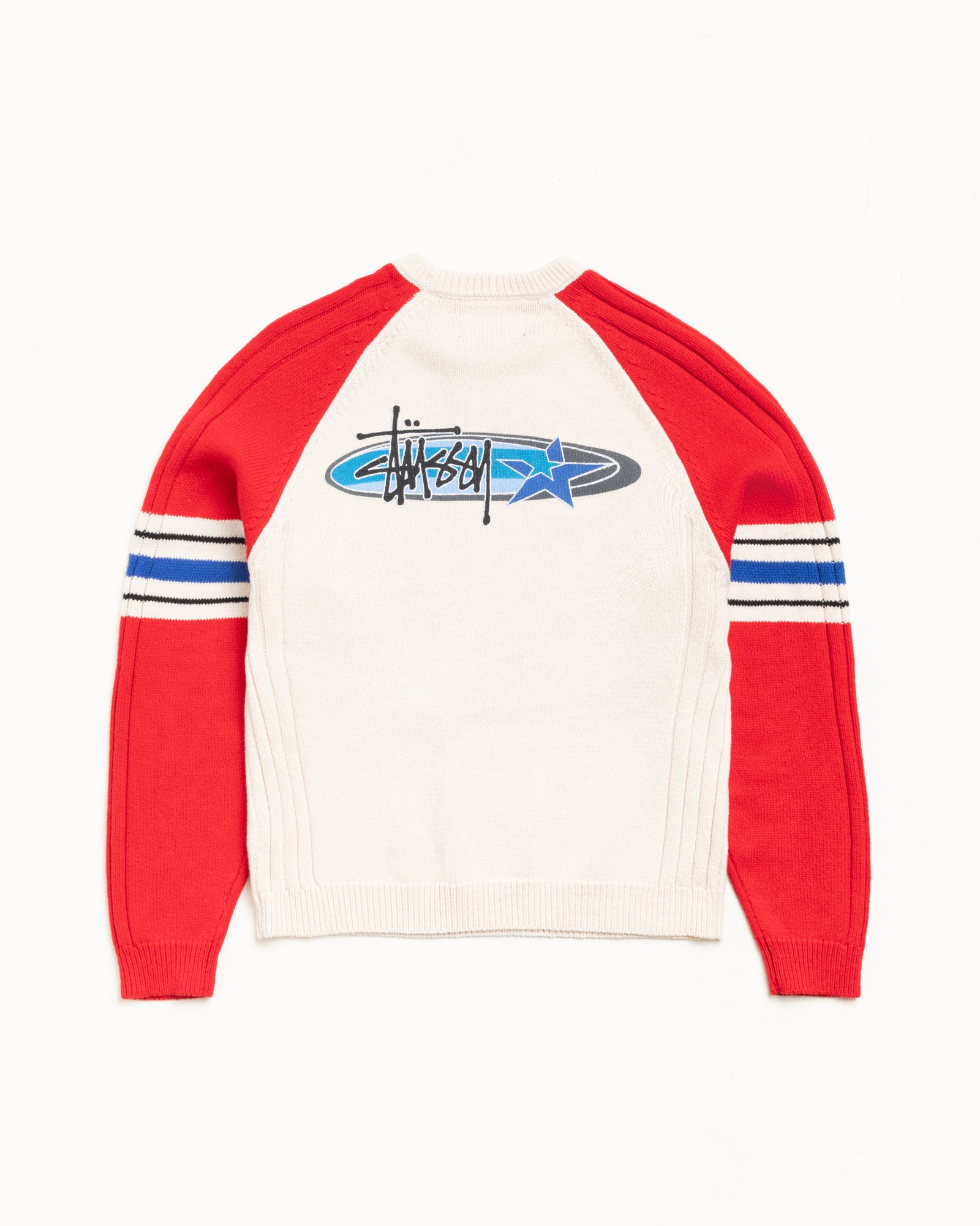 Stripe Raglan Crew – Red | Tops & Knits | Stüssy