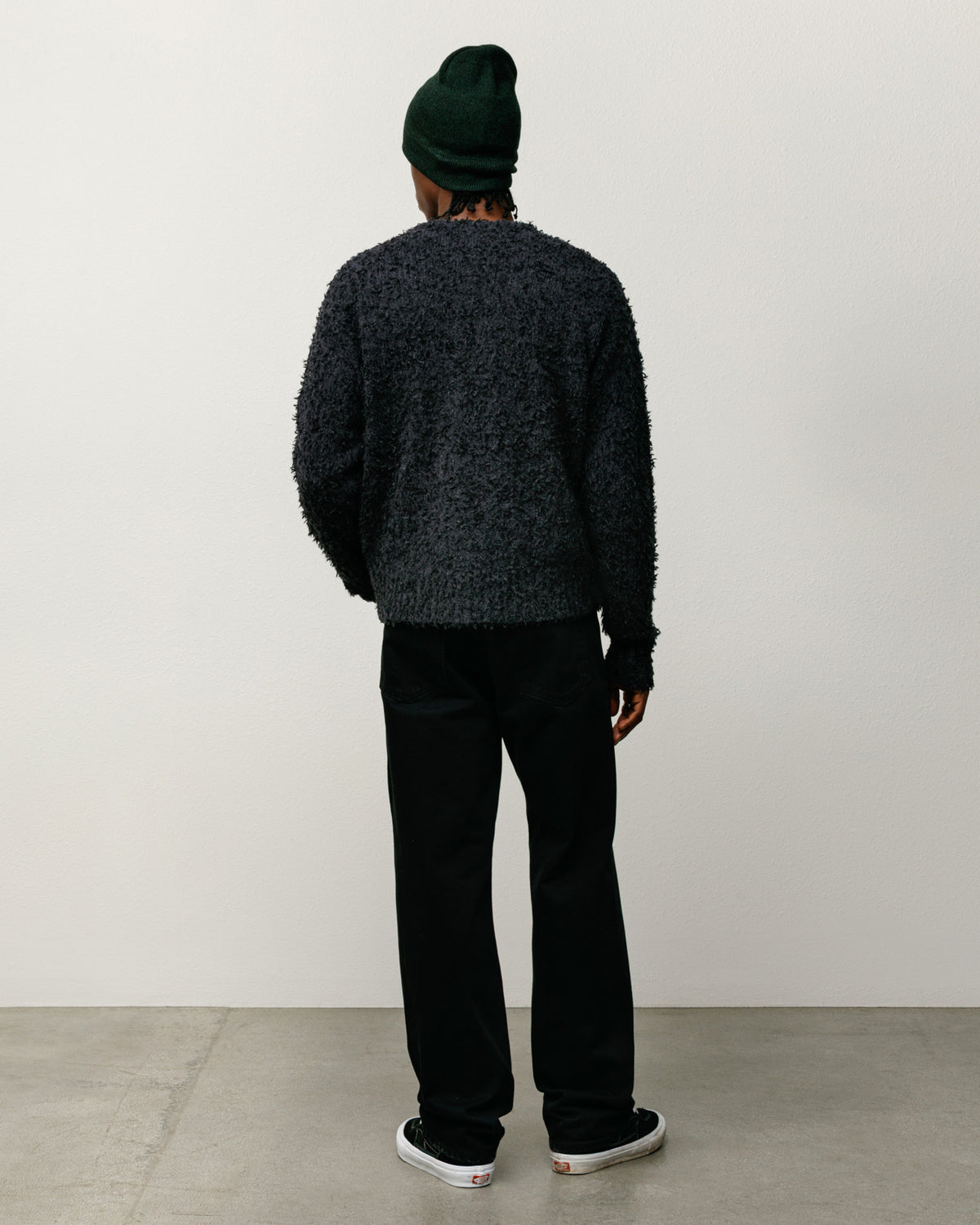 STUSSY ウールニットカーディガン M 厚手 ブラック 黒 セーター 