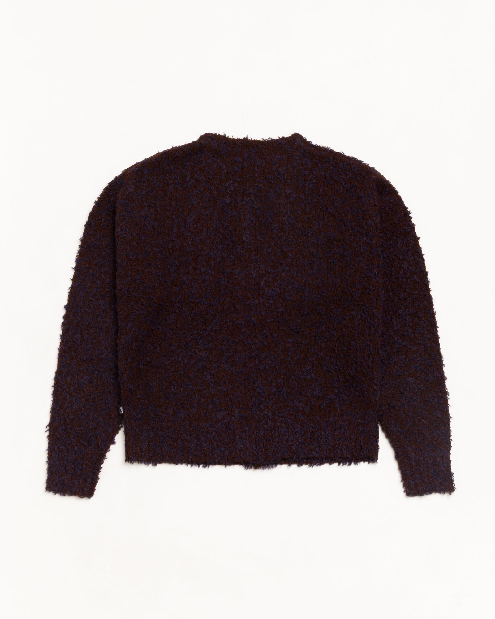 Textured Cardigan Unisex Long Sleeve In Navy Brown