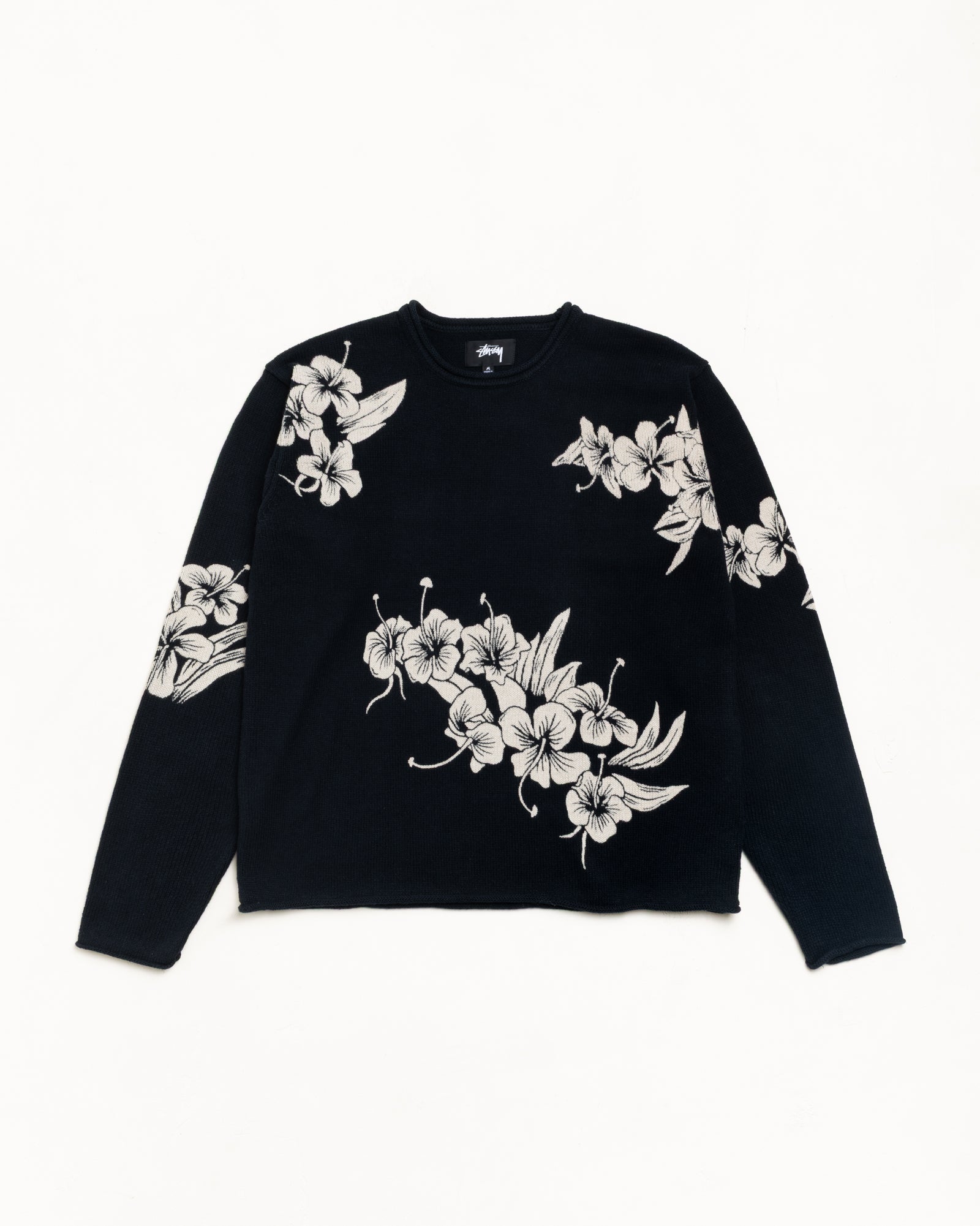 Floral Roll Neck Sweater in Black