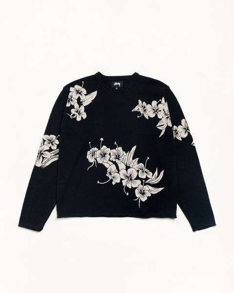 Floral Roll Neck Sweater in Black