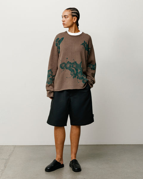 Floral Roll Neck Sweater in Brown