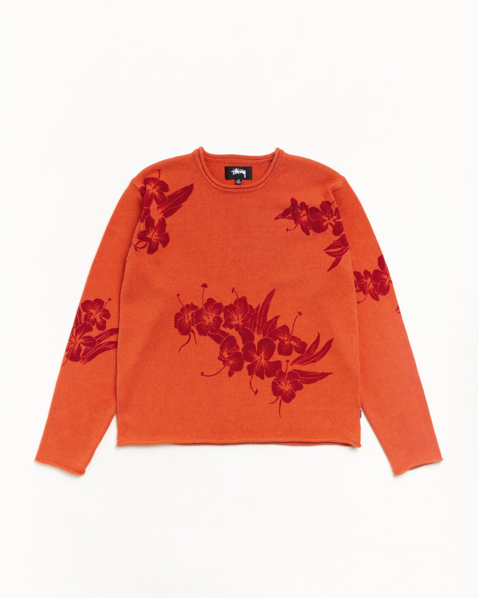 Floral Roll Neck Sweater in Rust