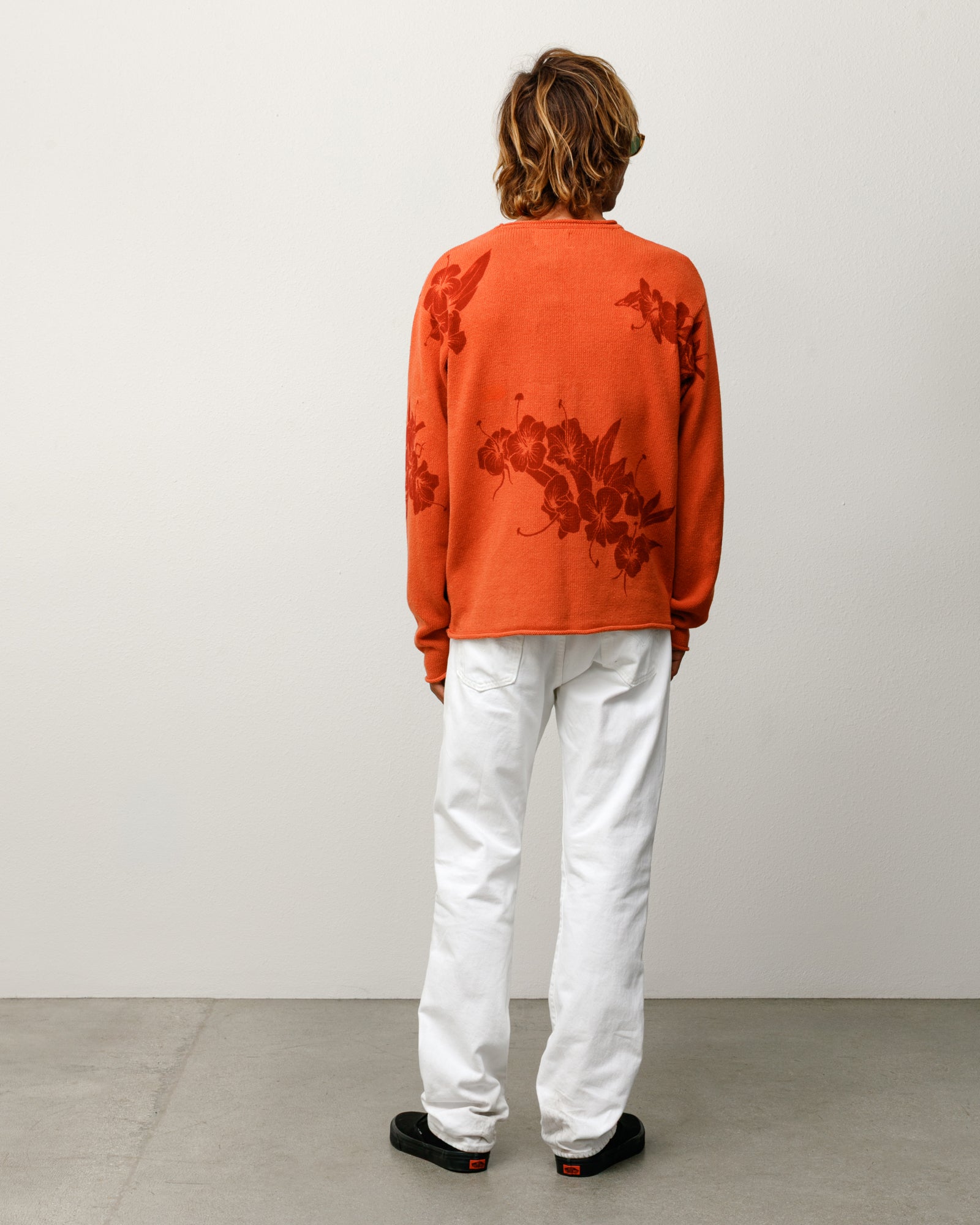 Floral Roll Neck Sweater in Rust