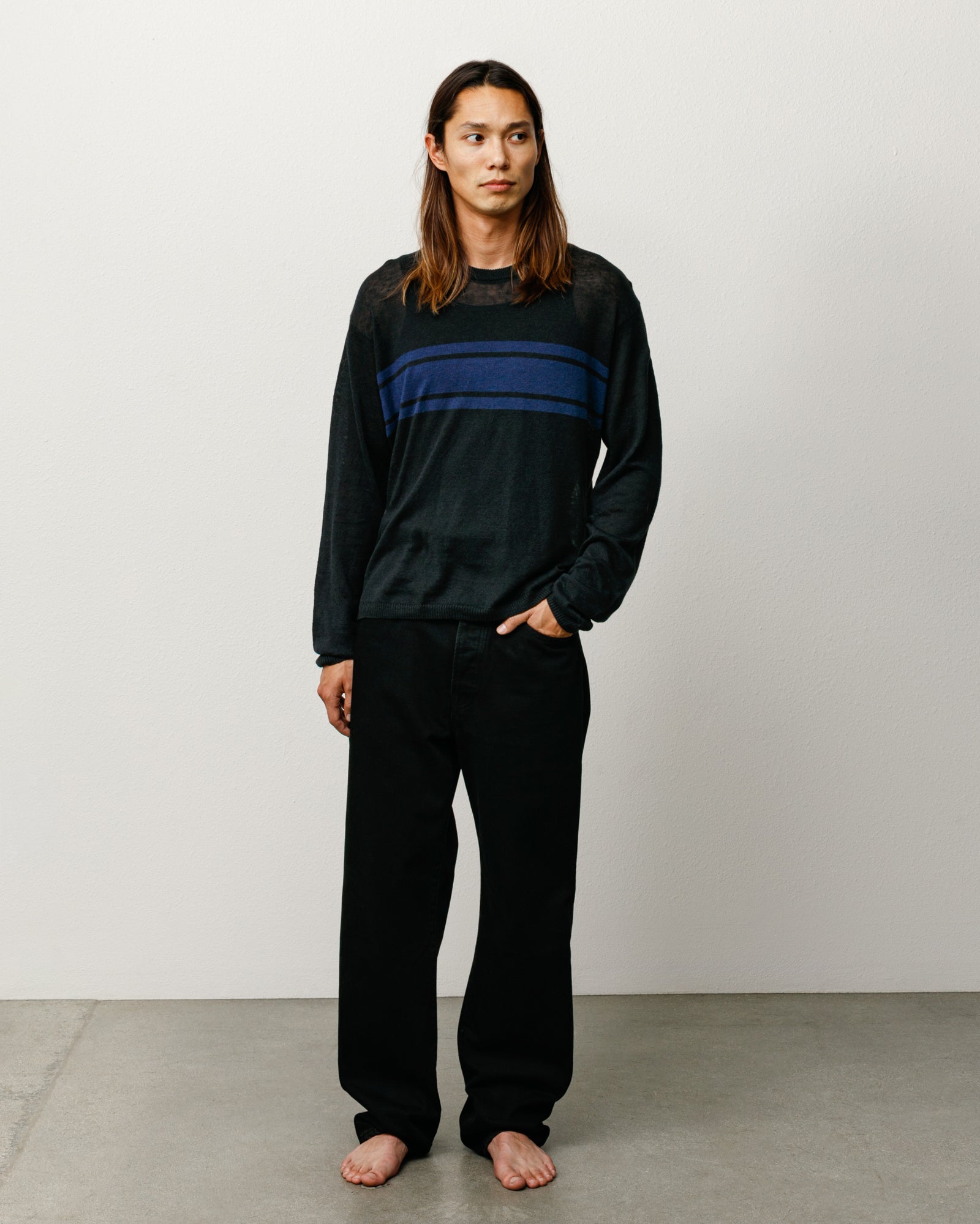 Striped Long Sleeve Sweater Unisex Long Sleeve In Black