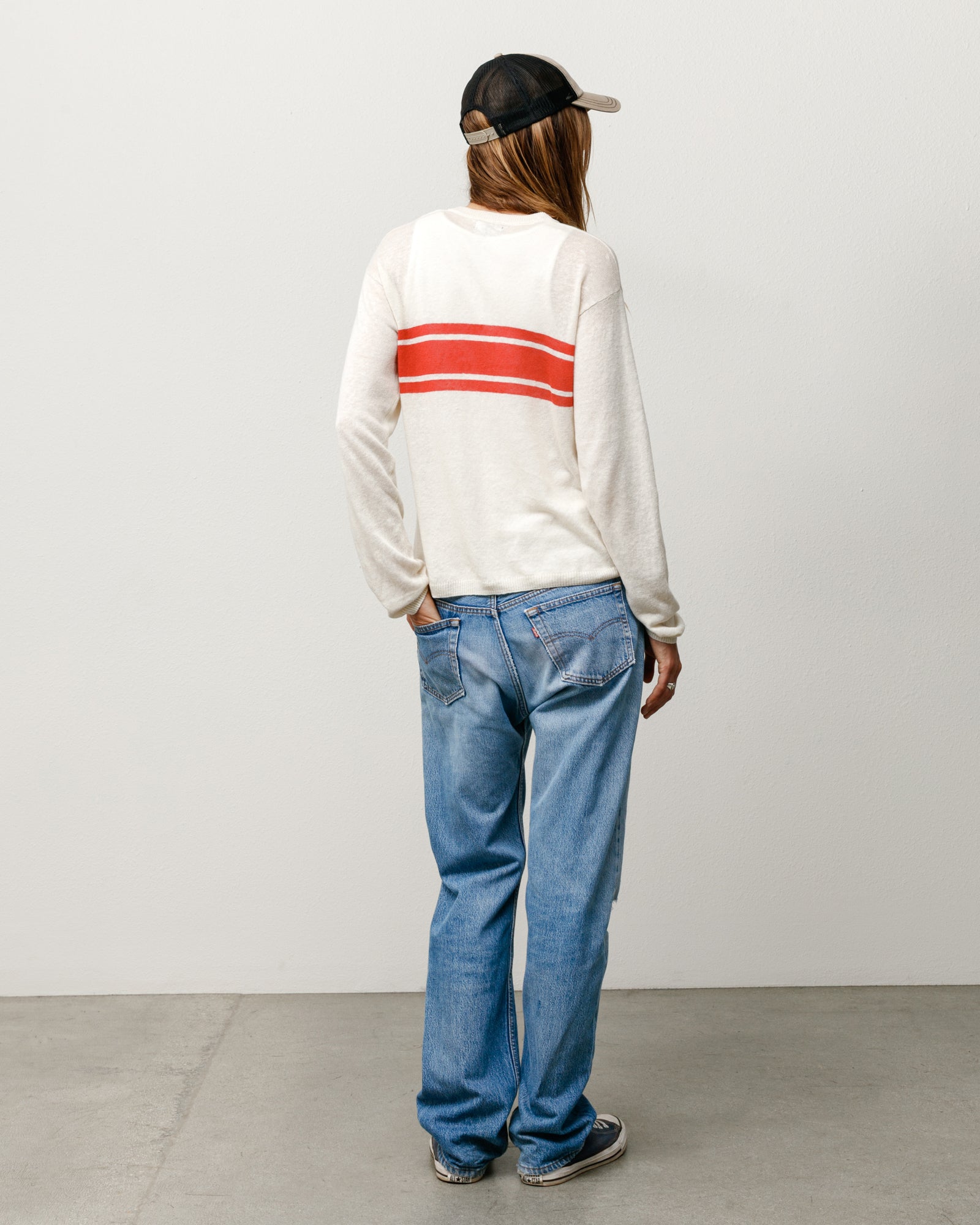 Striped Long Sleeve Sweater Unisex Long Sleeve In Bone