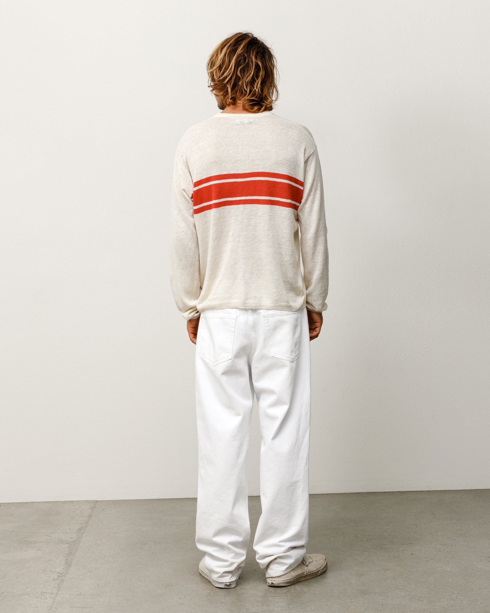 Striped Long Sleeve Sweater Unisex Long Sleeve In Bone