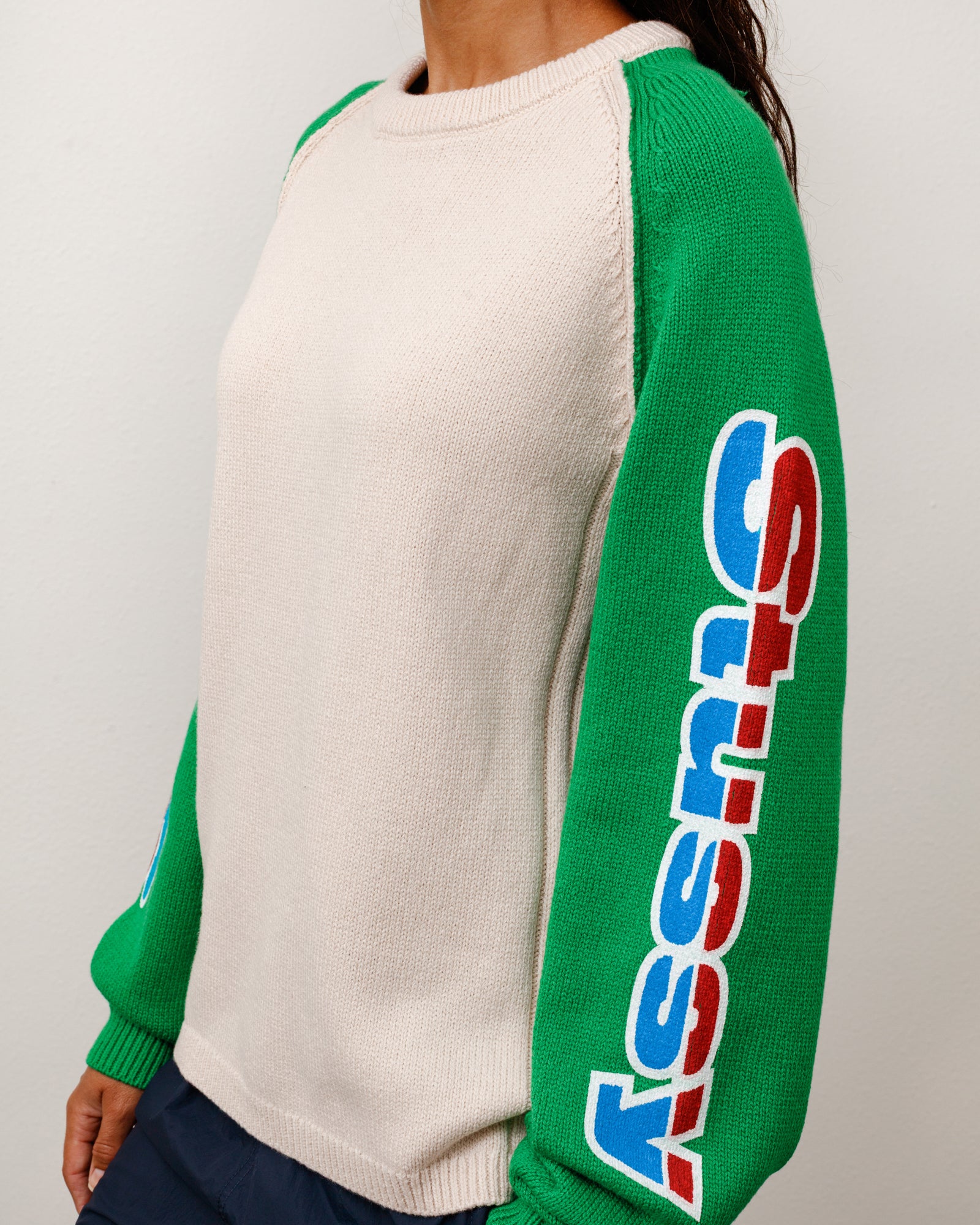 Two Tone Raglan Sweater - Natural | Tops & Knits | Stüssy