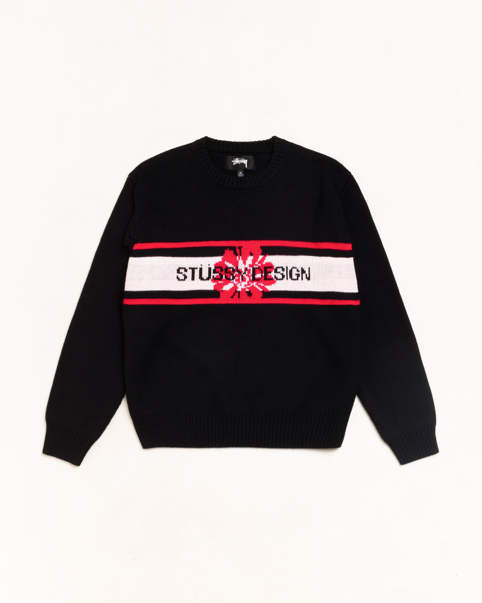 Striped Hibiscus Sweater - Black | Tops & Knits | Stüssy