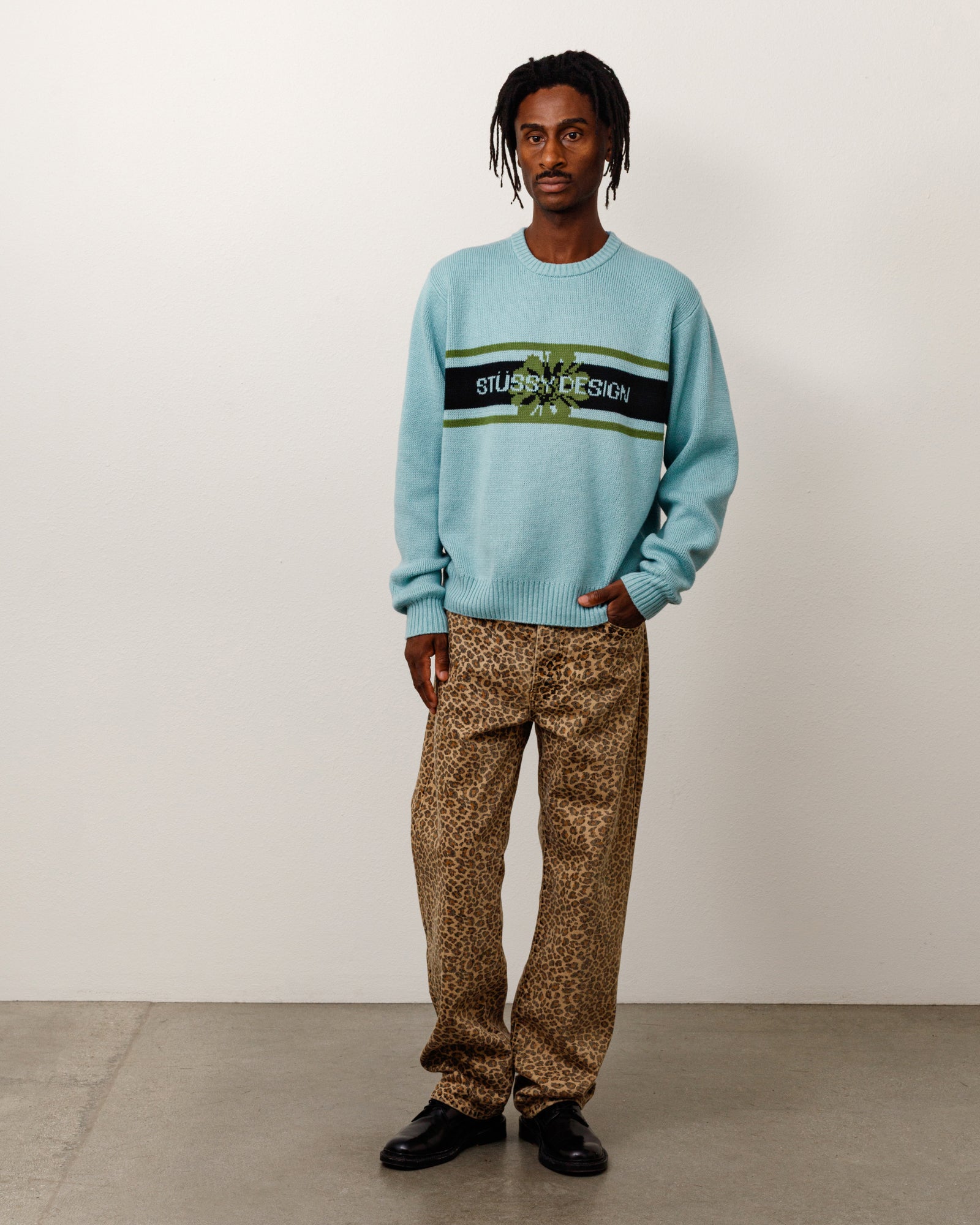 Striped Hibiscus Sweater - Dusty Blue | Tops & Knits | Stüssy