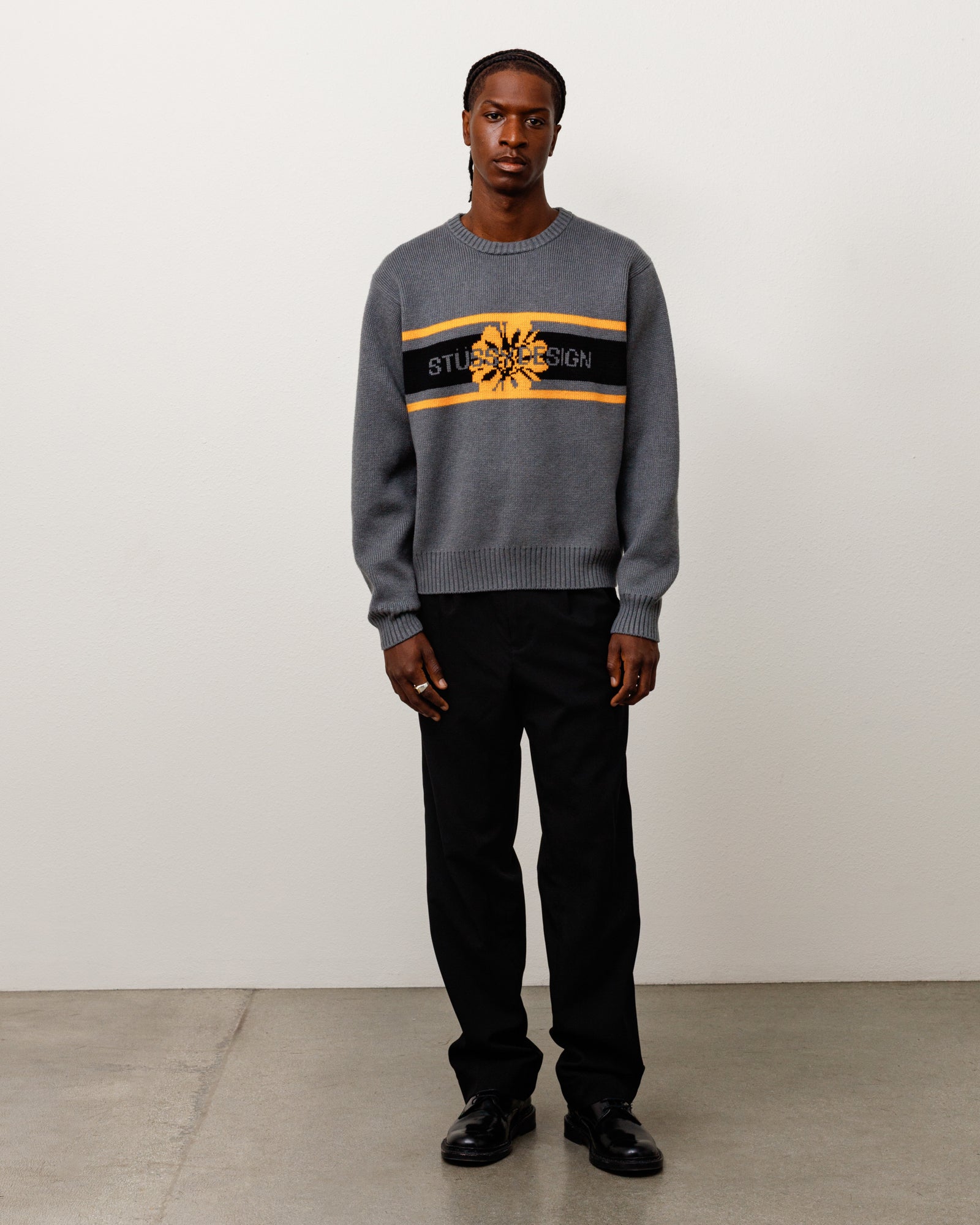 Striped Hibiscus Sweater - Grey | Tops & Knits | Stüssy