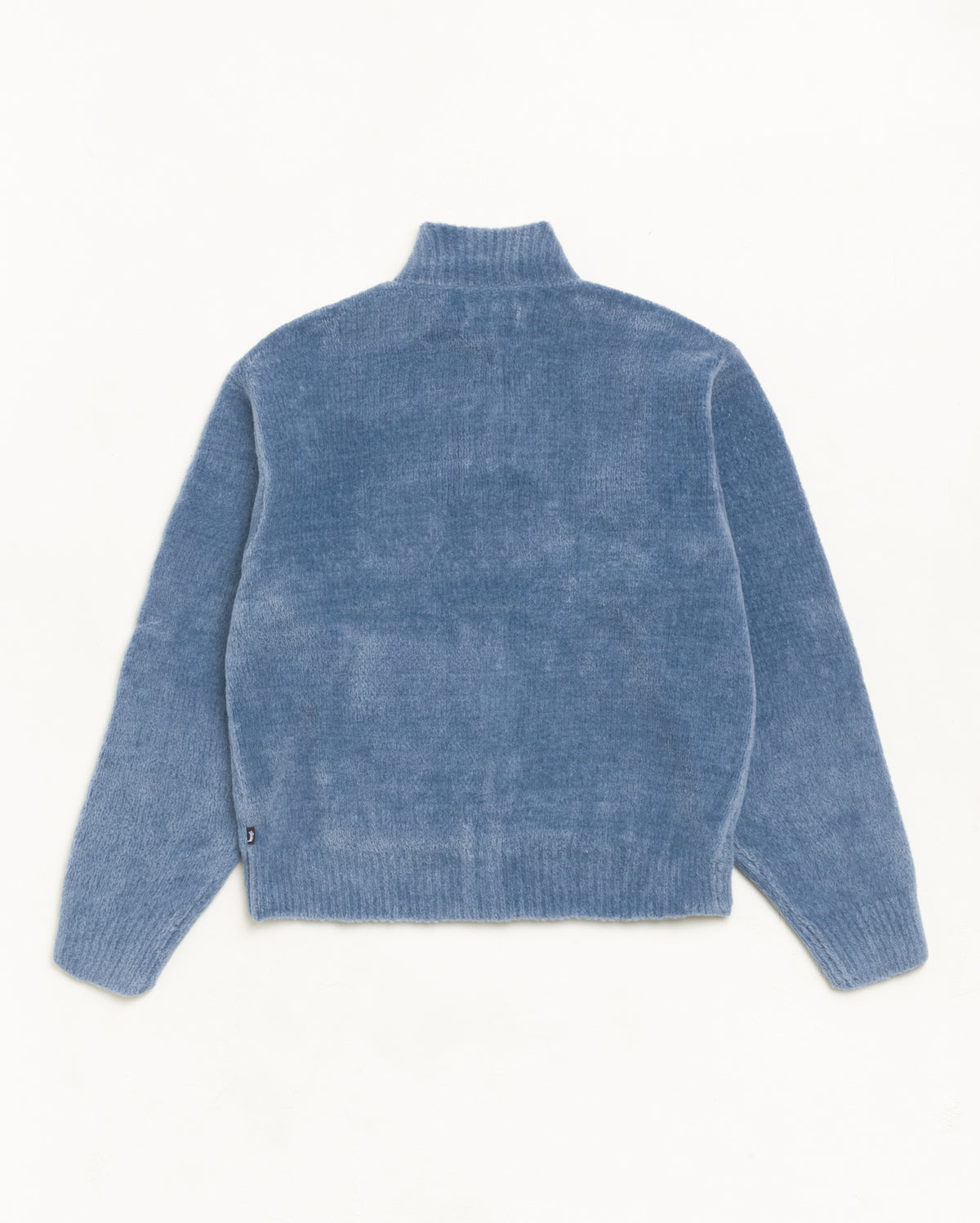 Wool Cashmere Zip Sweater Unisex Long Sleeve In Blue