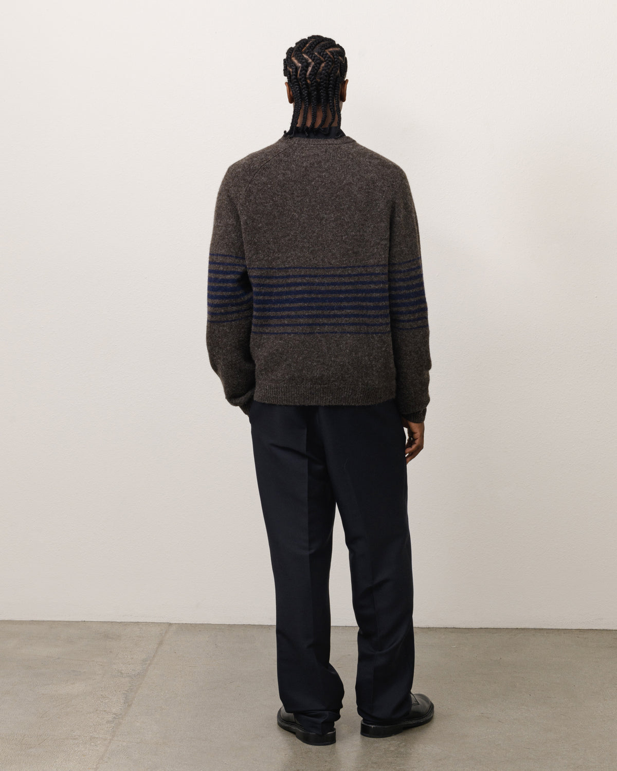 Shadow Stripe Raglan Sweater Unisex Long Sleeve In Dark Brown
