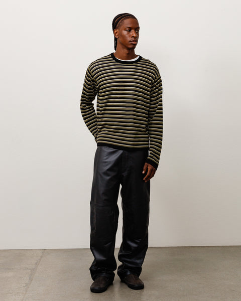 Lightweight Stripe Sweater Unisex Long Sleeve In Black