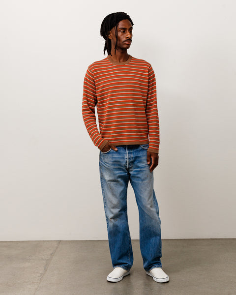 Lightweight Stripe Sweater Unisex Long Sleeve In Red