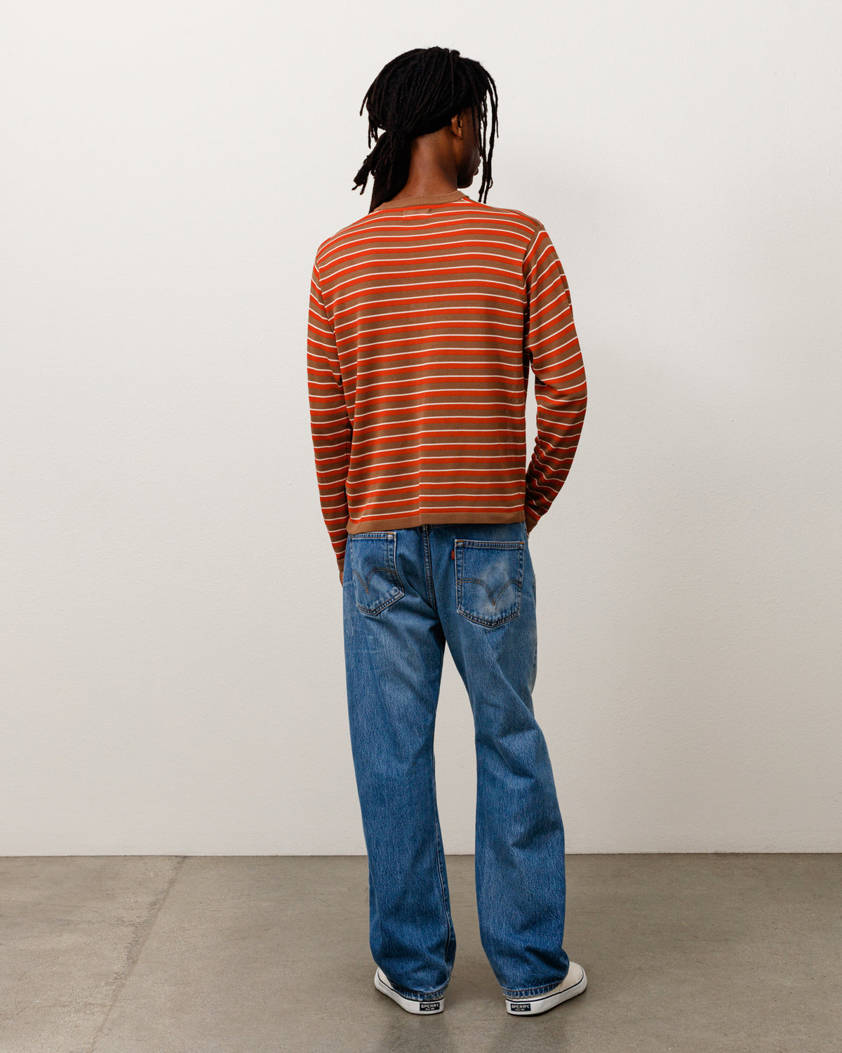 Lightweight Stripe Sweater Unisex Long Sleeve In Red